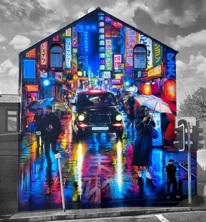 Night-Taxi-street-art-mural-by-Dan-Kitchener-in-Belfast-Northern-Ireland-UK-1